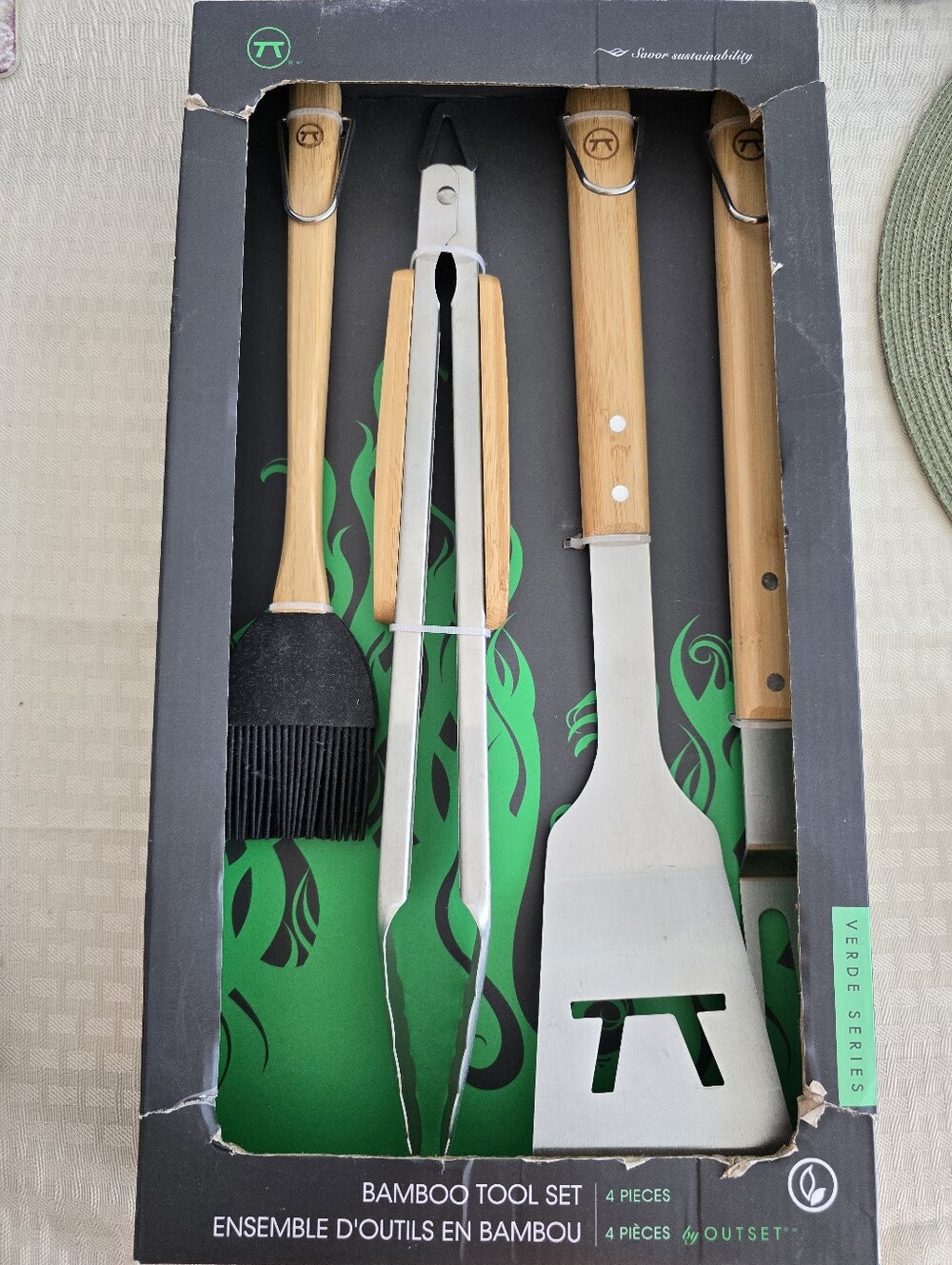 Bamboo 4-Piece BBQ Tool Set in Natural Bamboo